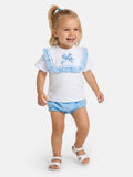 Baby Girl Carla Collection 2-Piece Romper Set - Baby Blue