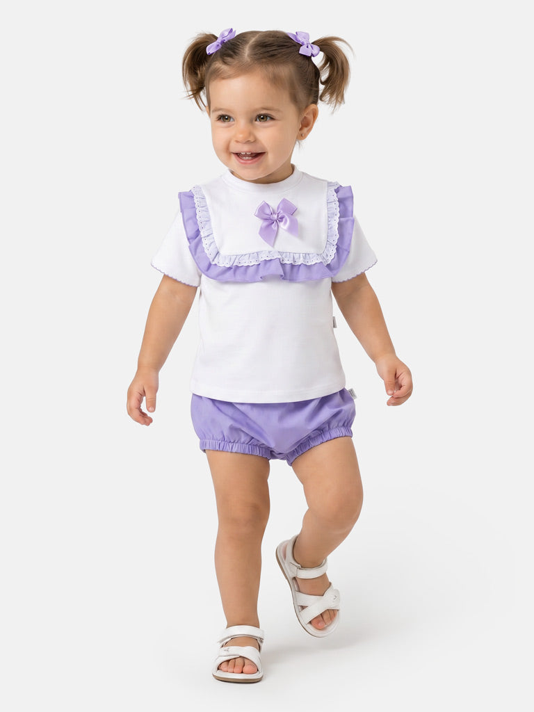 Baby Girl Carla Collection 2-Piece Romper Set - Purple