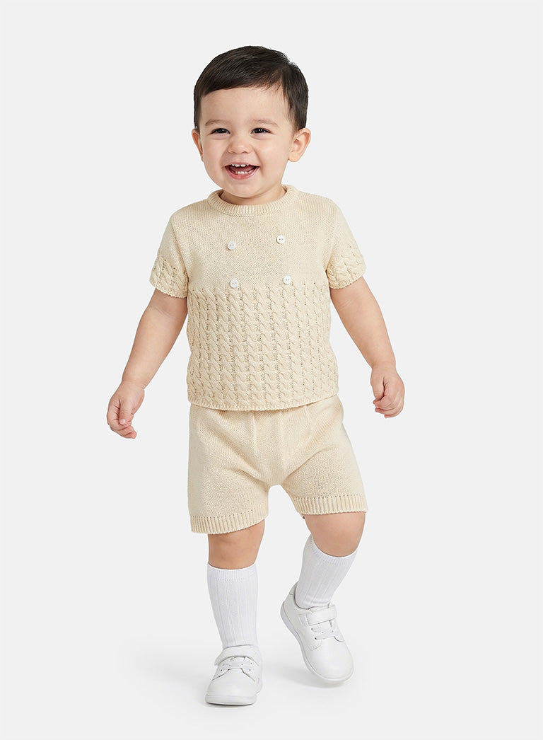 Baby Boy Felipe Collection 2-piece Spanish Knitted Set - Beige