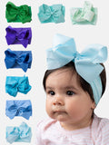 Baby Girl Big Satin Bow Hairband - Cool Tones