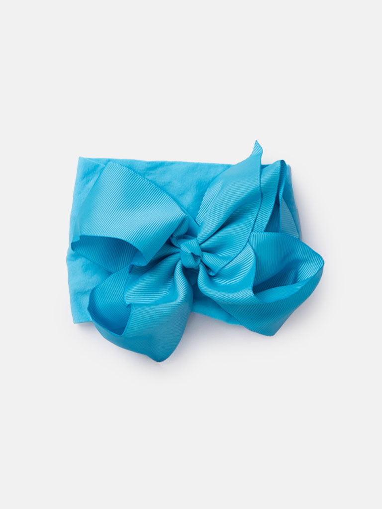 Baby Girl Big Satin Bow Hairband - Cool Tones