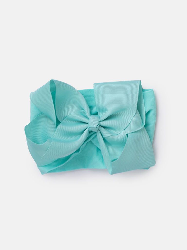 Baby Girl Big Satin Bow Hairband - Cool Tones