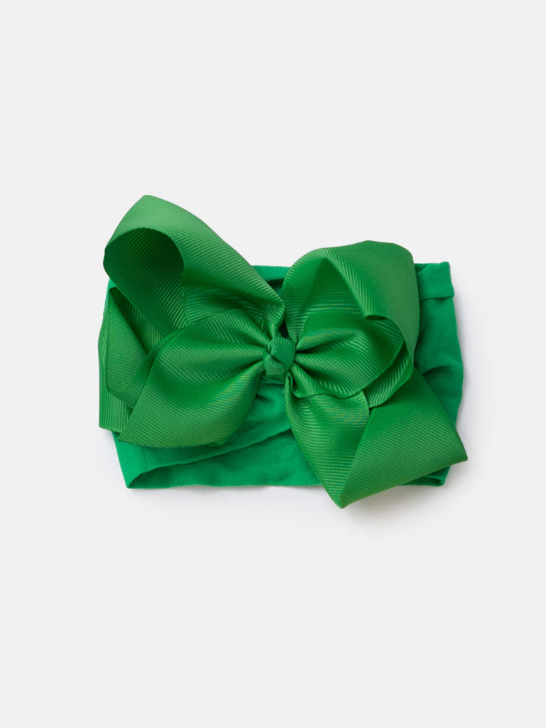 Baby Girl Big Satin Bow Hairband - Cool Tones