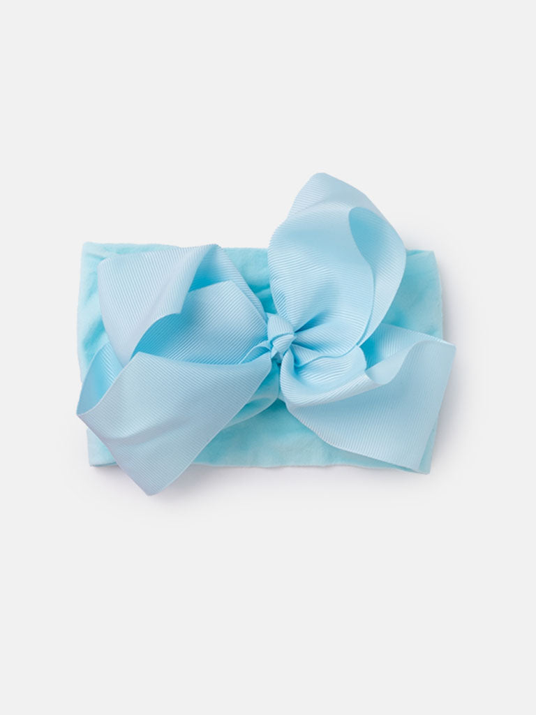 Baby Girl Big Satin Bow Hairband - Cool Tones