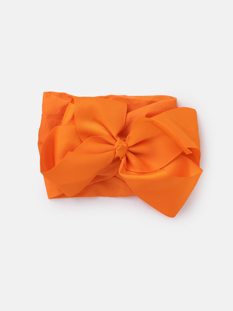 Baby Girl Big Satin Bow Hairband - Warm Tones