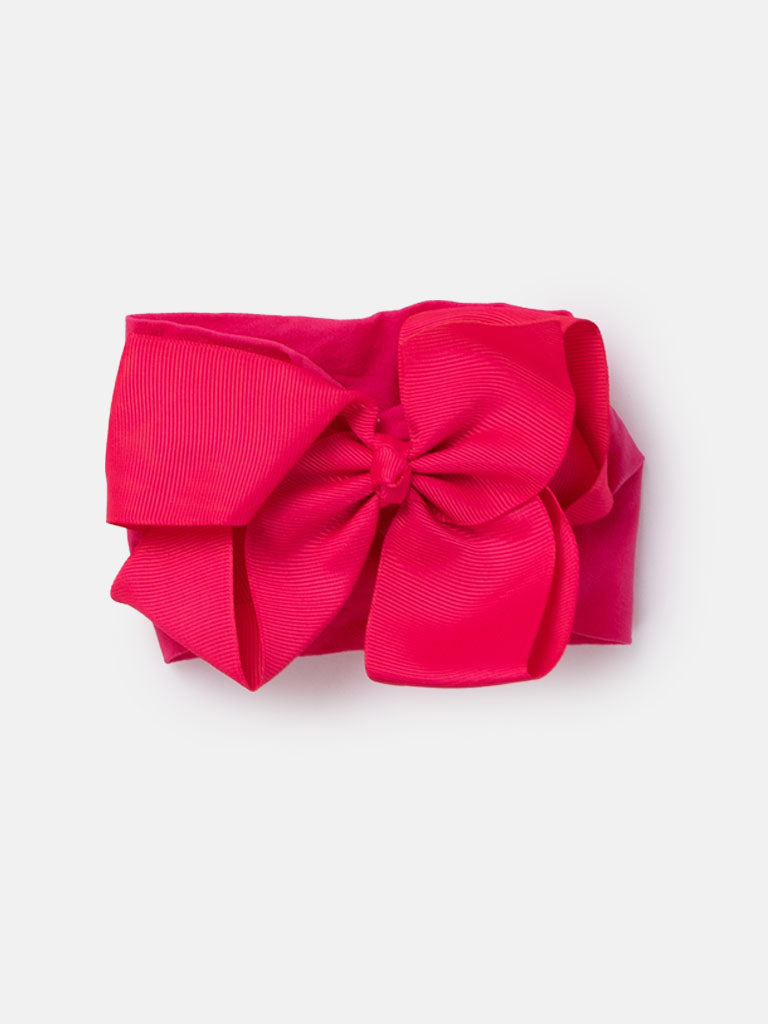 Baby Girl Big Satin Bow Hairband - Warm Tones