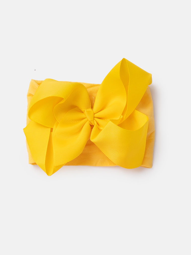 Baby Girl Big Satin Bow Hairband - Warm Tones