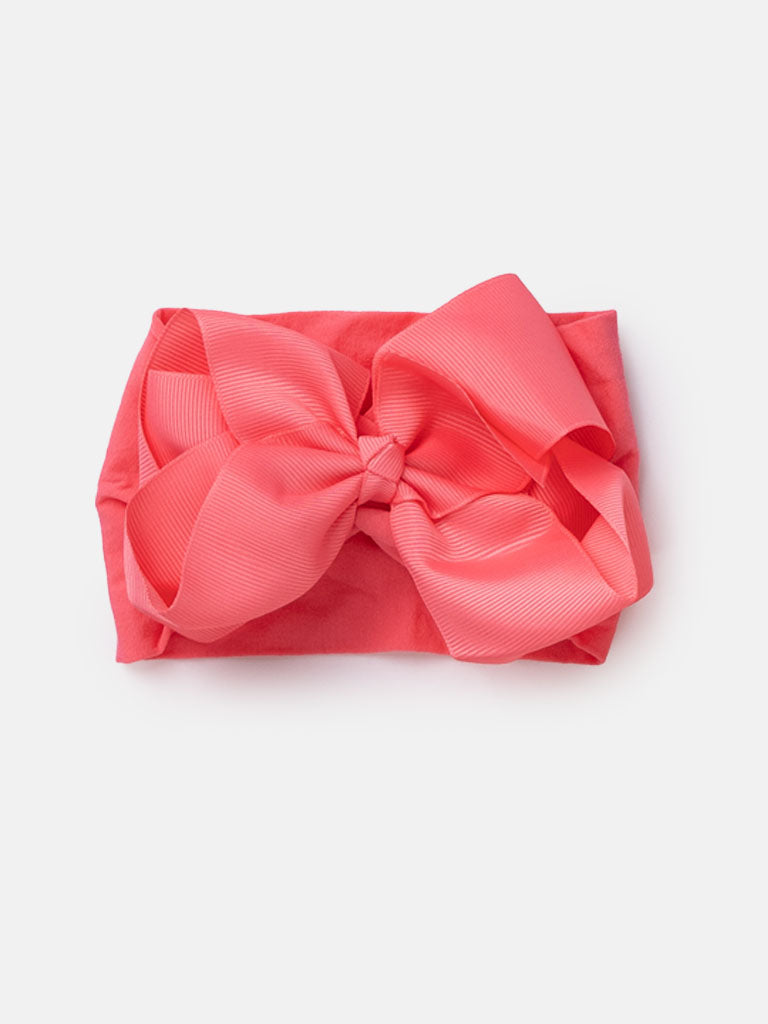 Baby Girl Big Satin Bow Hairband - Pink Tones