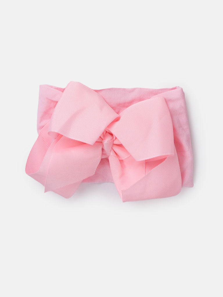 Baby Girl Big Satin Bow Hairband - Pink Tones