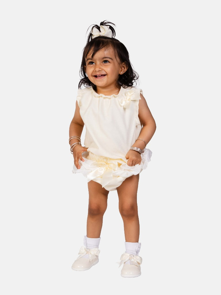 Baby Girl Amalia Collection 3 Piece Summer Set - Ivory Yellow