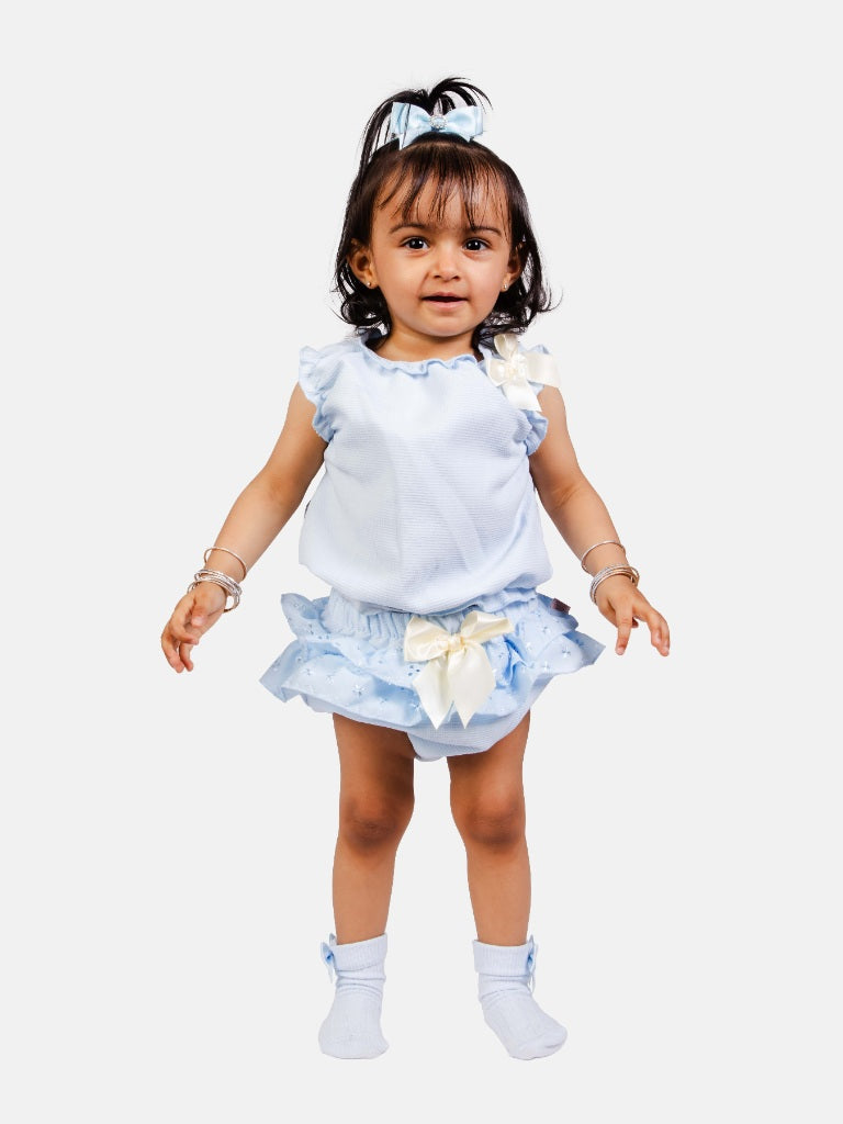 Baby Girl Amalia Collection 3 Piece Summer Set - Baby Blue