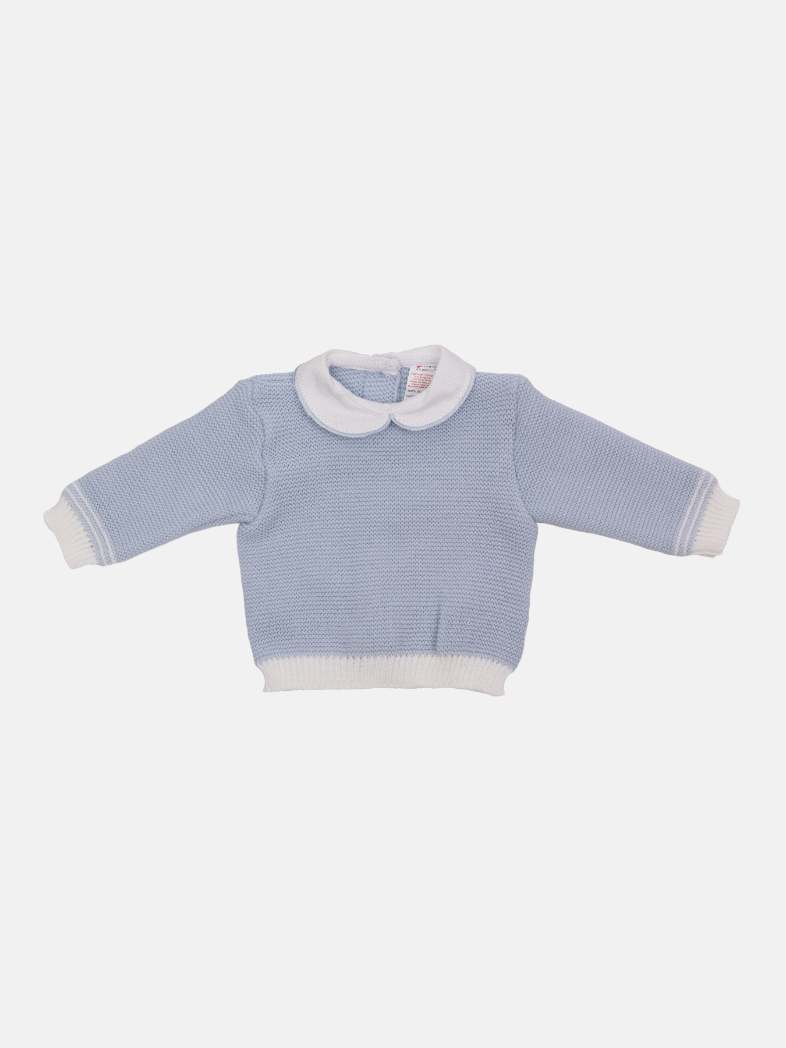 Baby Boy Merida Collection 3-piece Baby Blue Knitted Set with Dungaree & Bonnet