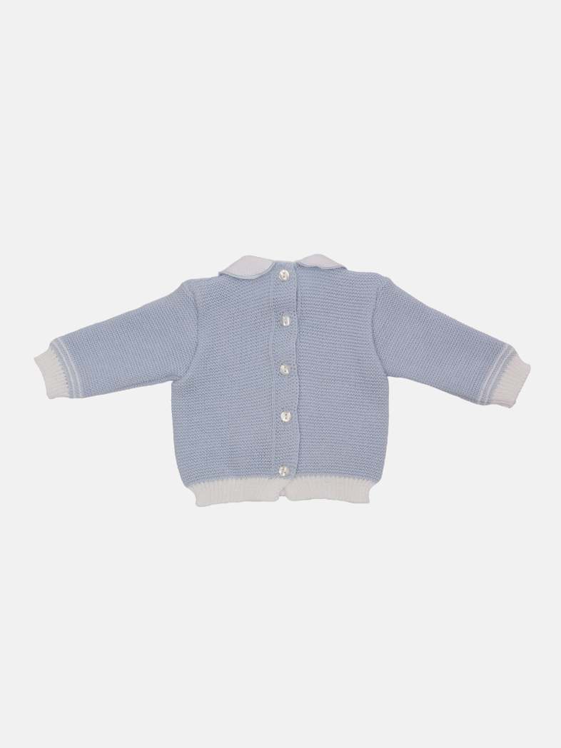 Baby Boy Merida Collection 3-piece Baby Blue Knitted Set with Dungaree & Bonnet