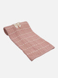 Baby Dotted Stripe Knitted Spanish Blanket with Satin Bow - Dusty Pink
