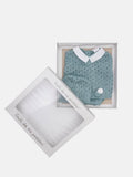 Baby Boy 3 Piece Dot Knitted Short Sleeve Summer Gift Box Set - Mint Green