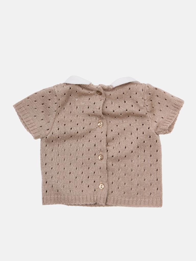 Baby Boy Dot Knitted Short Sleeve Summer Gift Box Set-Beige