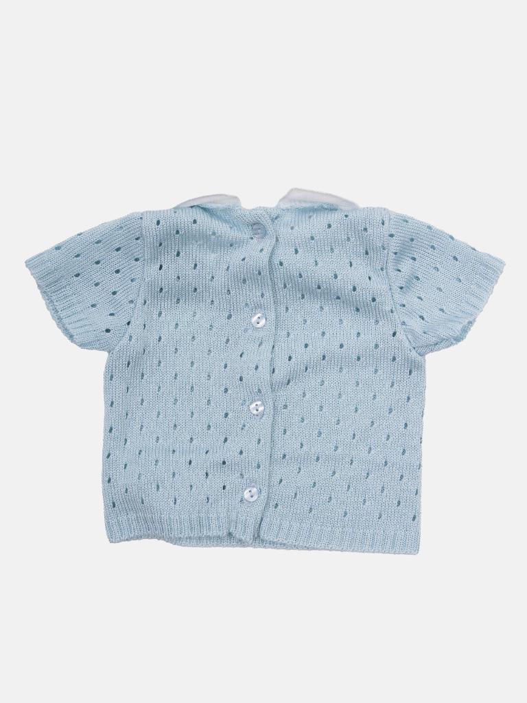 Baby Boy Dot Knitted Short Sleeve Summer Gift Box Set-Baby Blue
