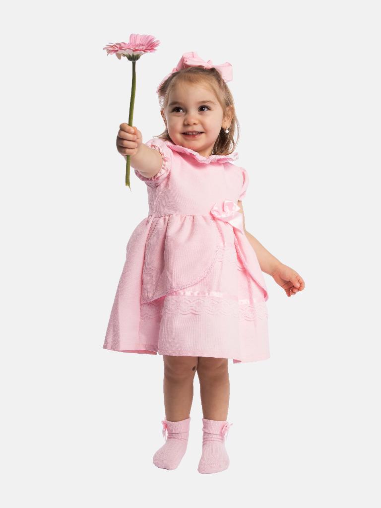 Baby Girl Esmer Collection Pink Spanish Dress with Ruffles, Bows and Lace