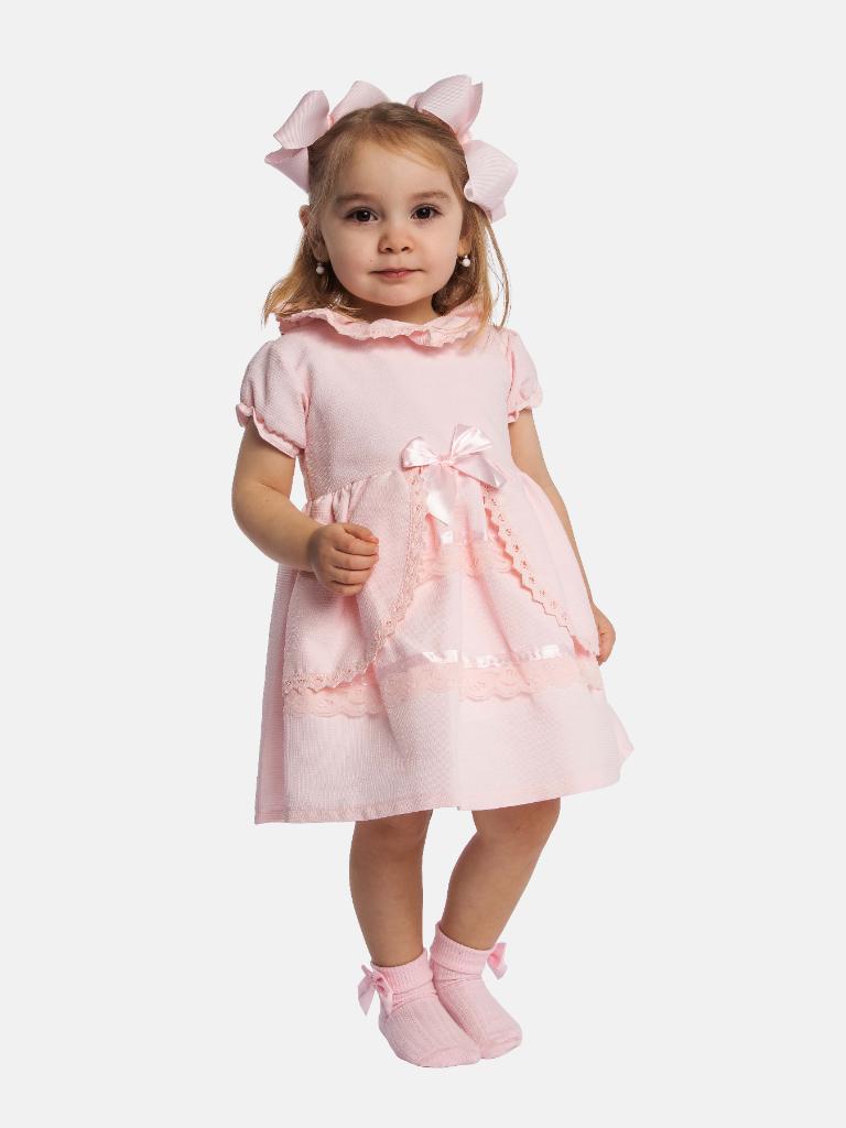 Baby Girl Esmer Collection Light Coral Spanish Dress with Ruffles, Bows and Lace