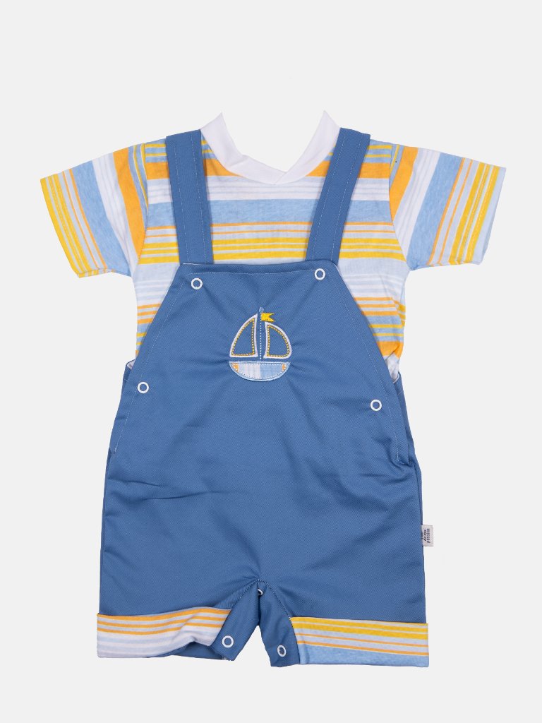 Baby Boy Sailor Collection Dungaree 2 Piece Set-Blue