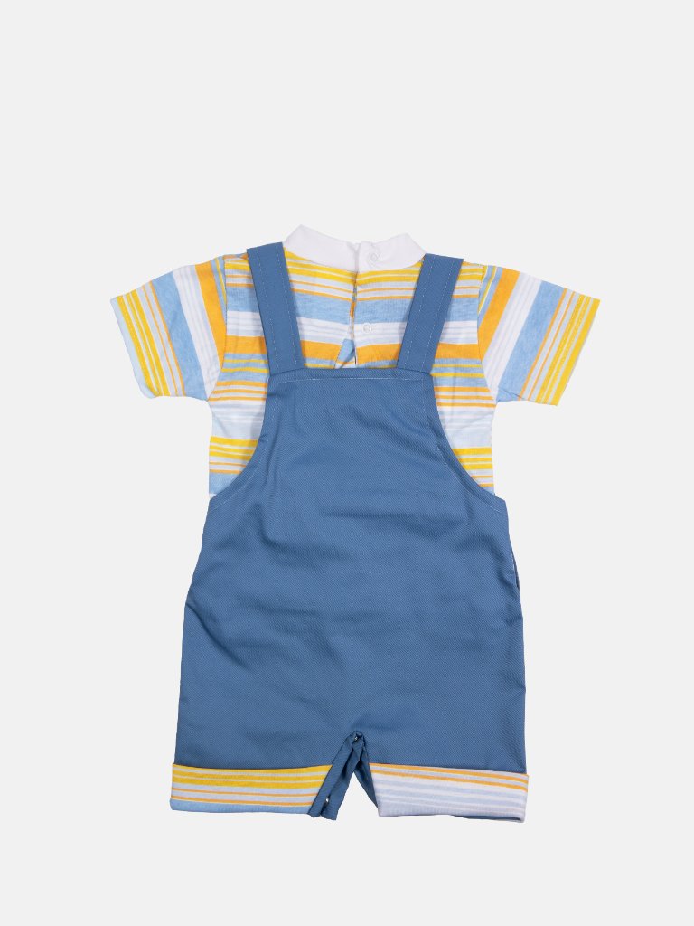 Baby Boy Sailor Collection Dungaree with Collar T-Shirt Set - Blue