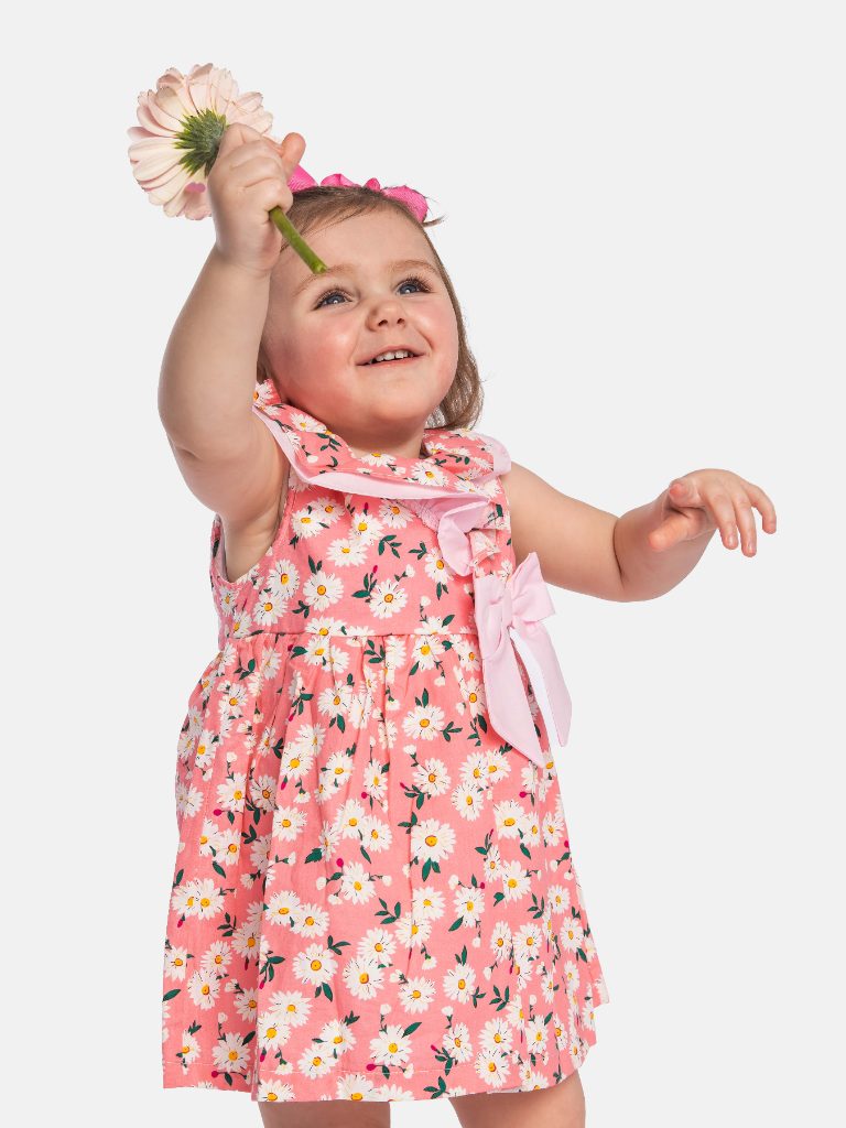 Baby Girl Marbella Printed Floral Summer Dress-Pink