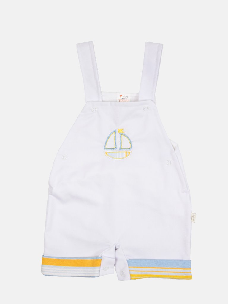 Baby Boy Sailor Collection Dungaree with Collar T-Shirt Set - White