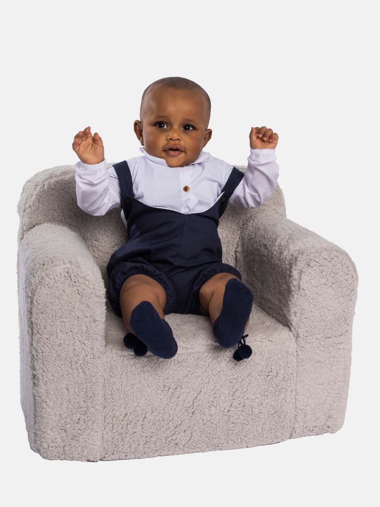 Baby Boy Juan Collection Navy Blue Romper with White Shirt