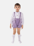 Baby Boy Miguel Collection Spanish Romper Set with Shirt - Purple