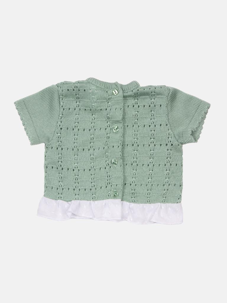 Baby Girl Line Knitted Short Sleeve Summer Gift Box Set-Mint Green