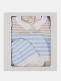 Baby Boy 3 Piece Striped Summer Knitted Gift Box Set - White