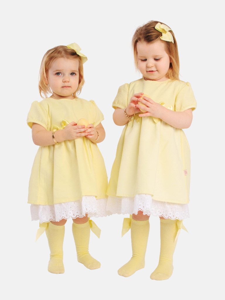 Baby Girl Nina Collection Lemon Yellow Spanish Dress with Lace