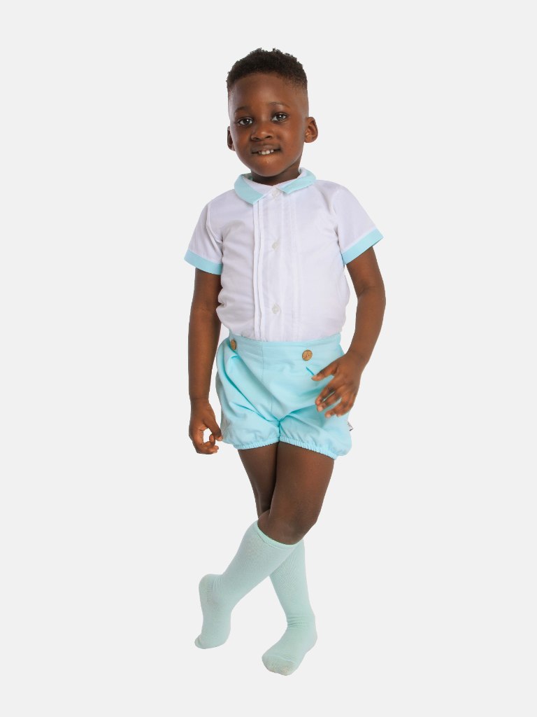 Baby Boy Kevin Collection Mint Blue Romper
