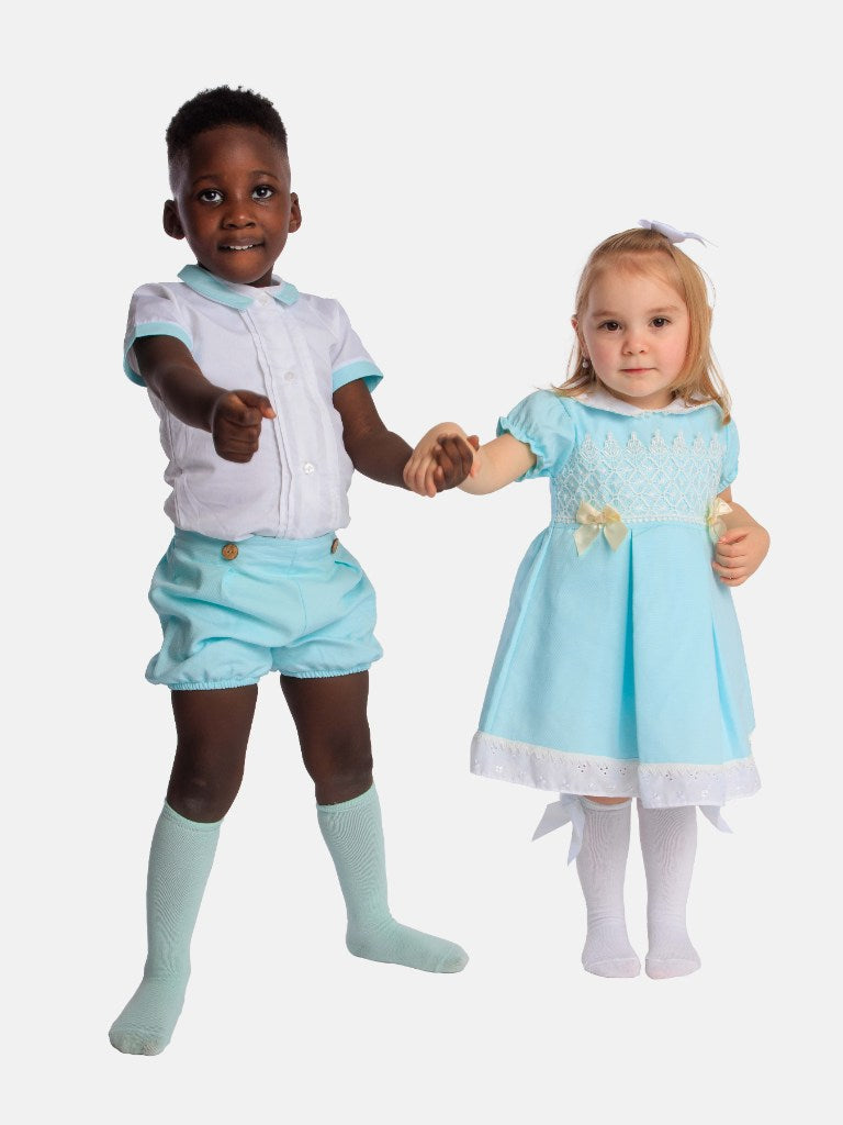 Baby Girl Elia Collection Spanish Dress-Aqua Blue