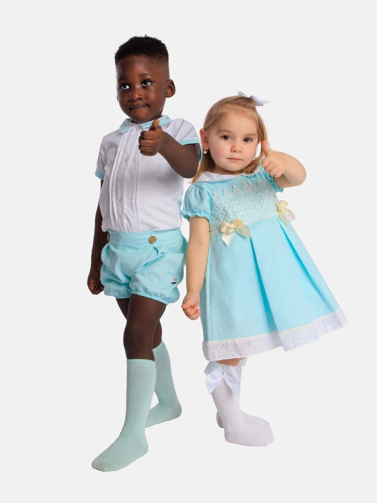 Baby Girl Elia Collection Spanish Dress - Aqua Blue