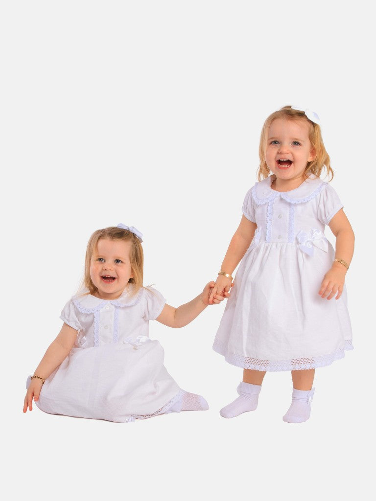 Baby Girl Brianna Collection White Spanish Dress with Bows