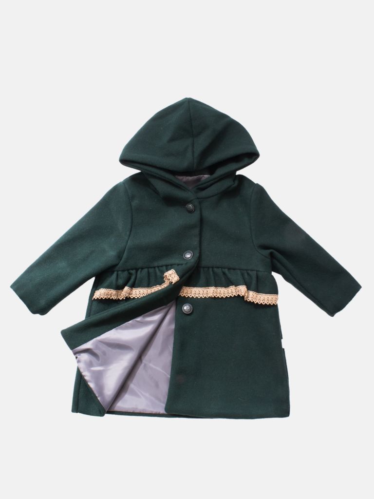 Baby Girl Luxury Winter Hooded Spanish Coat - Emerald Green