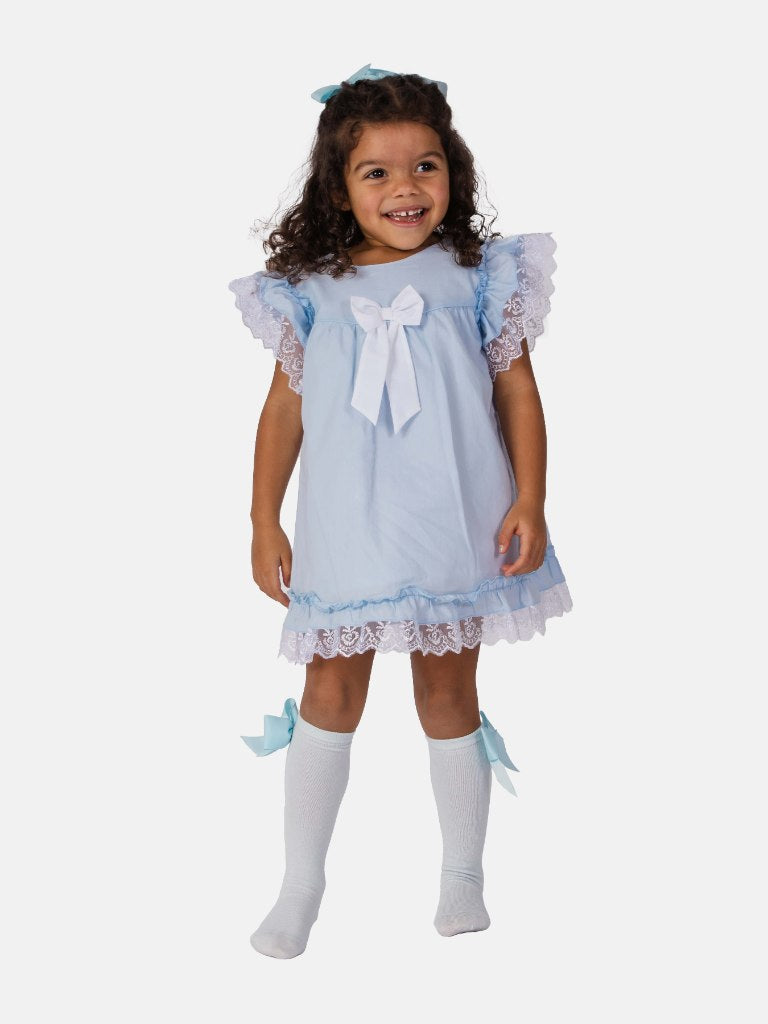 Baby Girl Rina Collection Spanish Dresses Set with Bows - Baby Blue