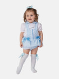 Baby Girl Vera Collection Spanish Romper Set with Bows - Baby Blue