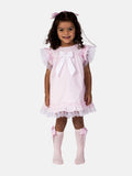 Baby Girl Rina Collection Spanish Dresses Set with Bows - Pink