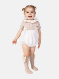 Baby Girl Ines Collection Spanish Romper Set - Beige
