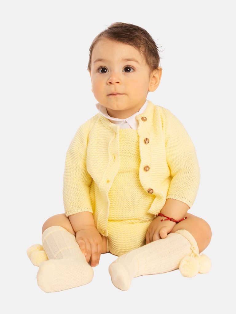 Baby Boy Noah Collection 2-piece Spanish Knitted Set-Lemon Yellow