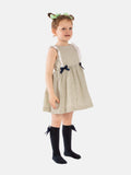 Baby Girl Alma Brand Striped Spanish Dress with Bows - Olive Green