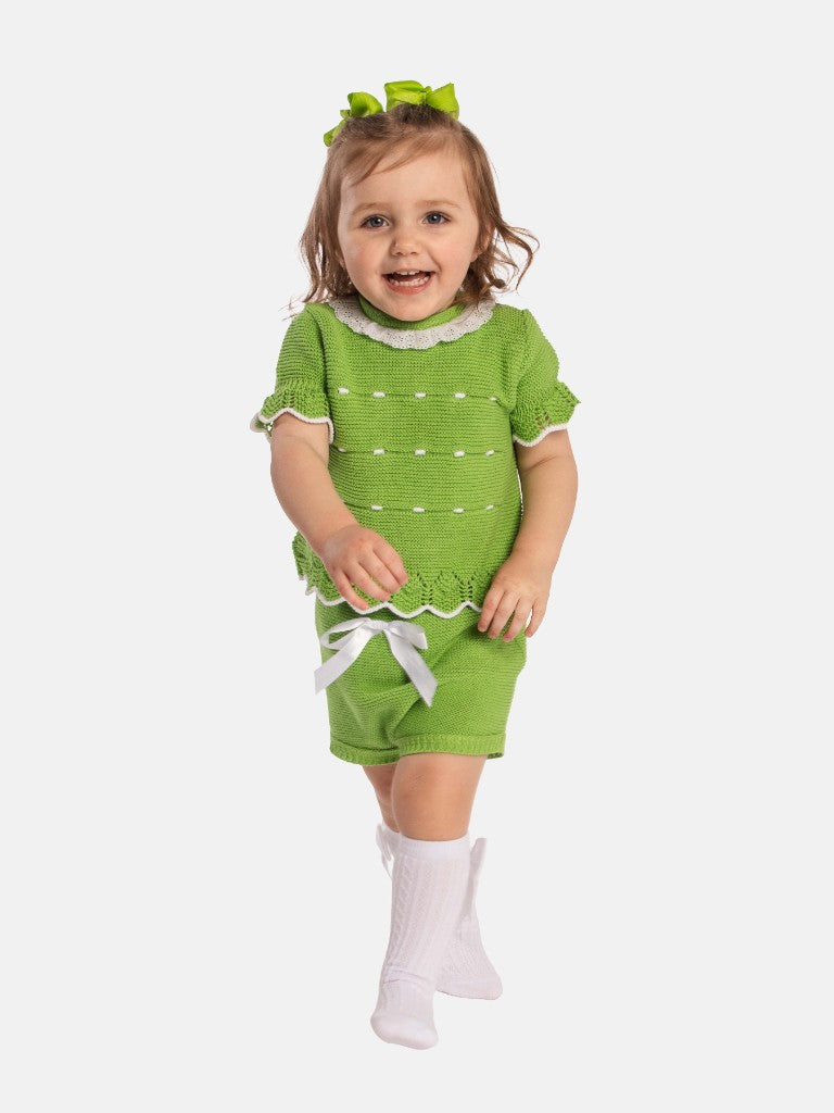 Baby Girl Julia Collection 4-piece Spanish Knitted Set-Green