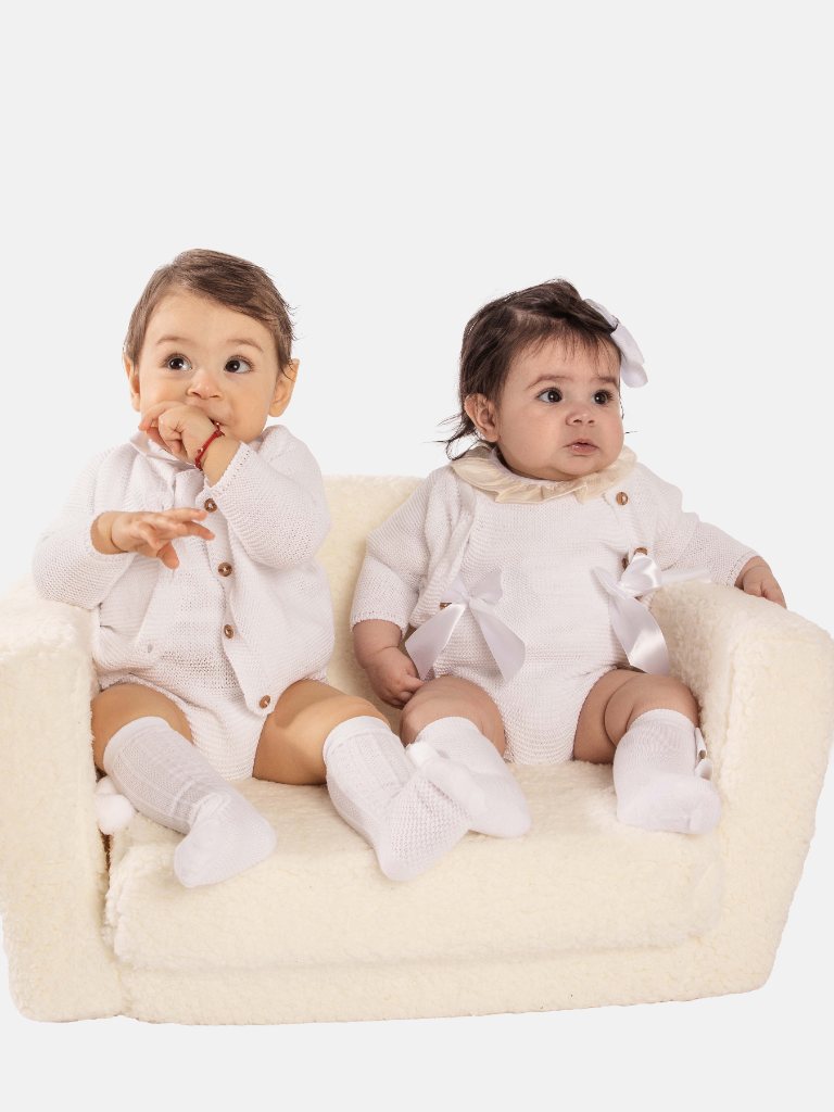Baby Boy Noah Collection 2-piece Spanish Knitted Set-White