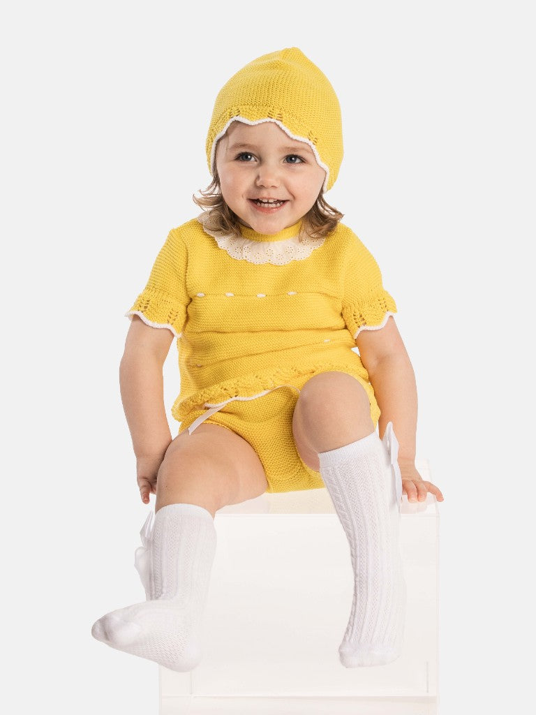 Baby Girl Julia Collection 4-piece Spanish Knitted Set - Yellow