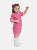 Baby Girl Julia Collection 4-piece Spanish Knitted Set - Bright Pink