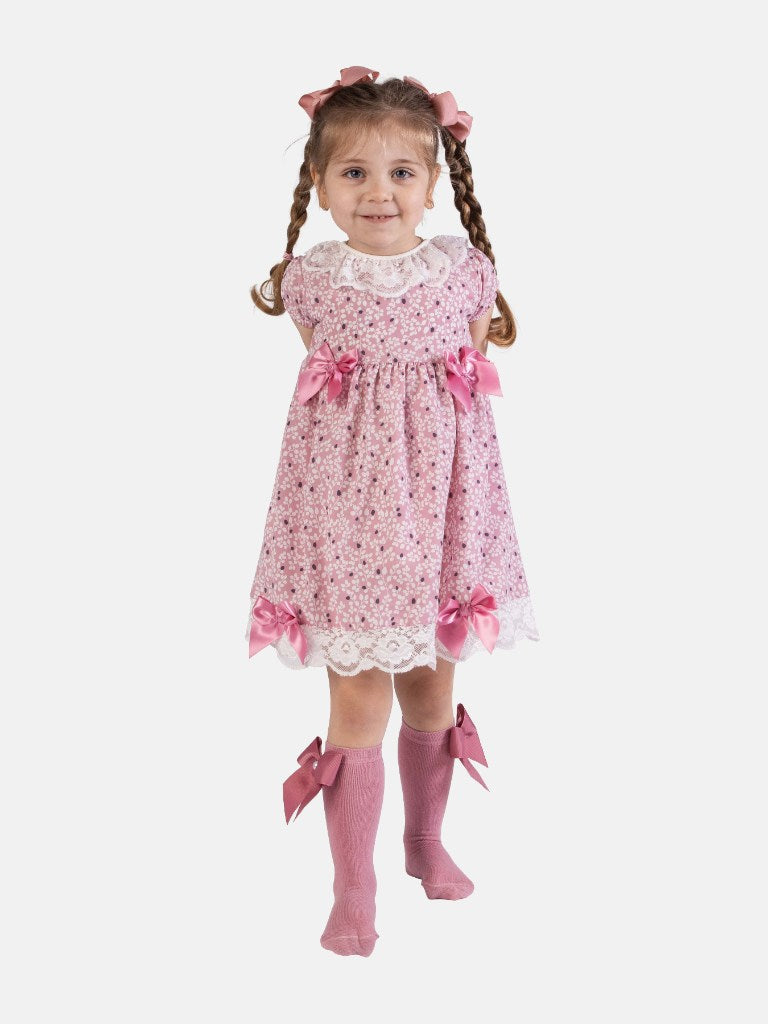 Baby Girl Aloma Collection Spanish Floral Dress-Dusty Pink