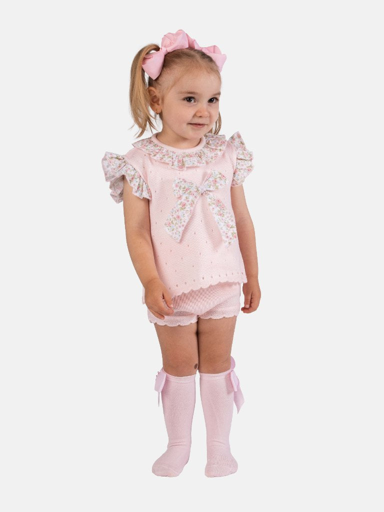Baby Girl Nadia Collection 2 piece Spanish Knitted Set-Baby Pink