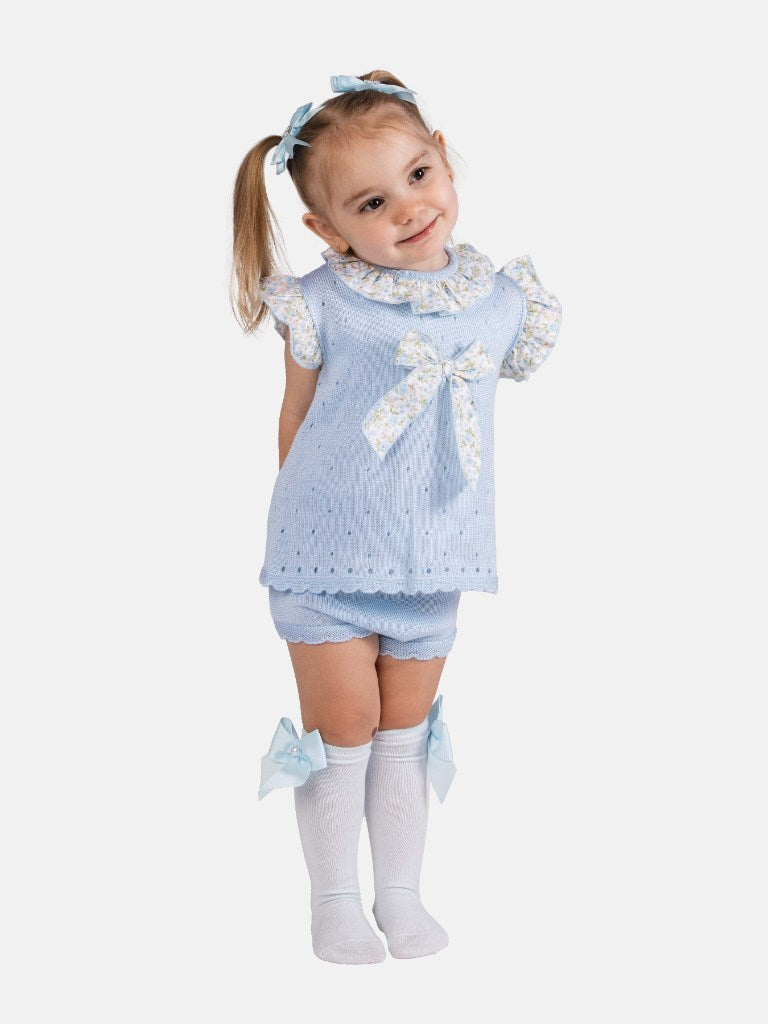 Baby Girl Nadia Collection 2 piece Spanish Knitted Set-Baby Blue